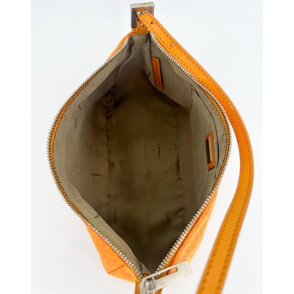 Vintage FENDI Orange Monogram FF Zucca Logo Canvas Pochette Shoulder Bag… - Picture 14 of 16